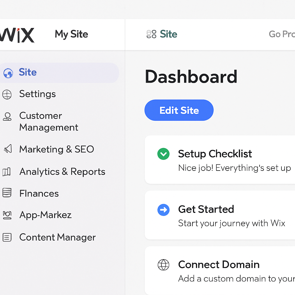 Wix website builder dashboard