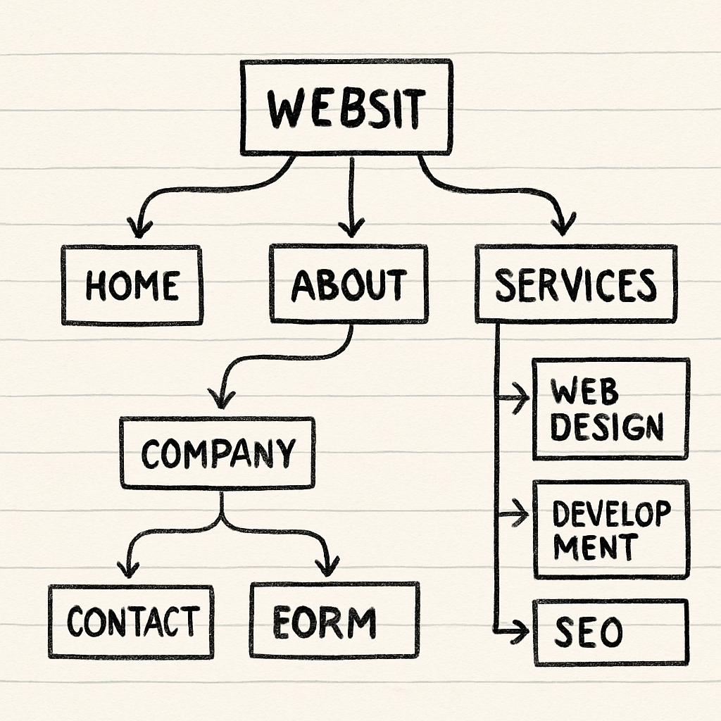 Mind map of website structure
